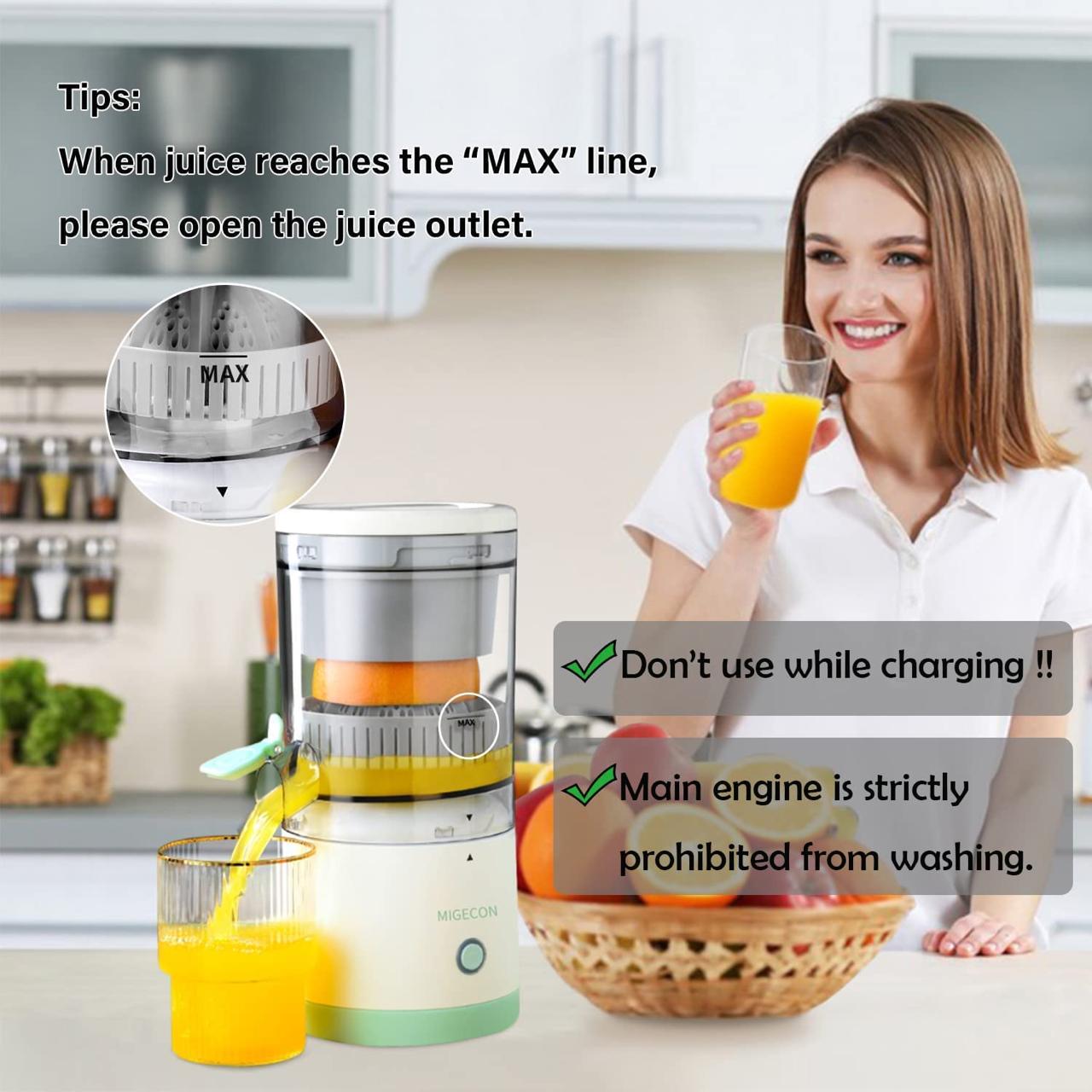 Wireless Rechargeable Citrus Juicer with USB Charging